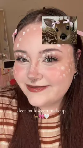 happy halloween :) this goes out to all the girls who listen to cas and drink blueberry redbulls and wear ribbons in their hair iykyk🫶🏻🪐🦌 #halloween #makeup #grwm #deermakeup #bambi 