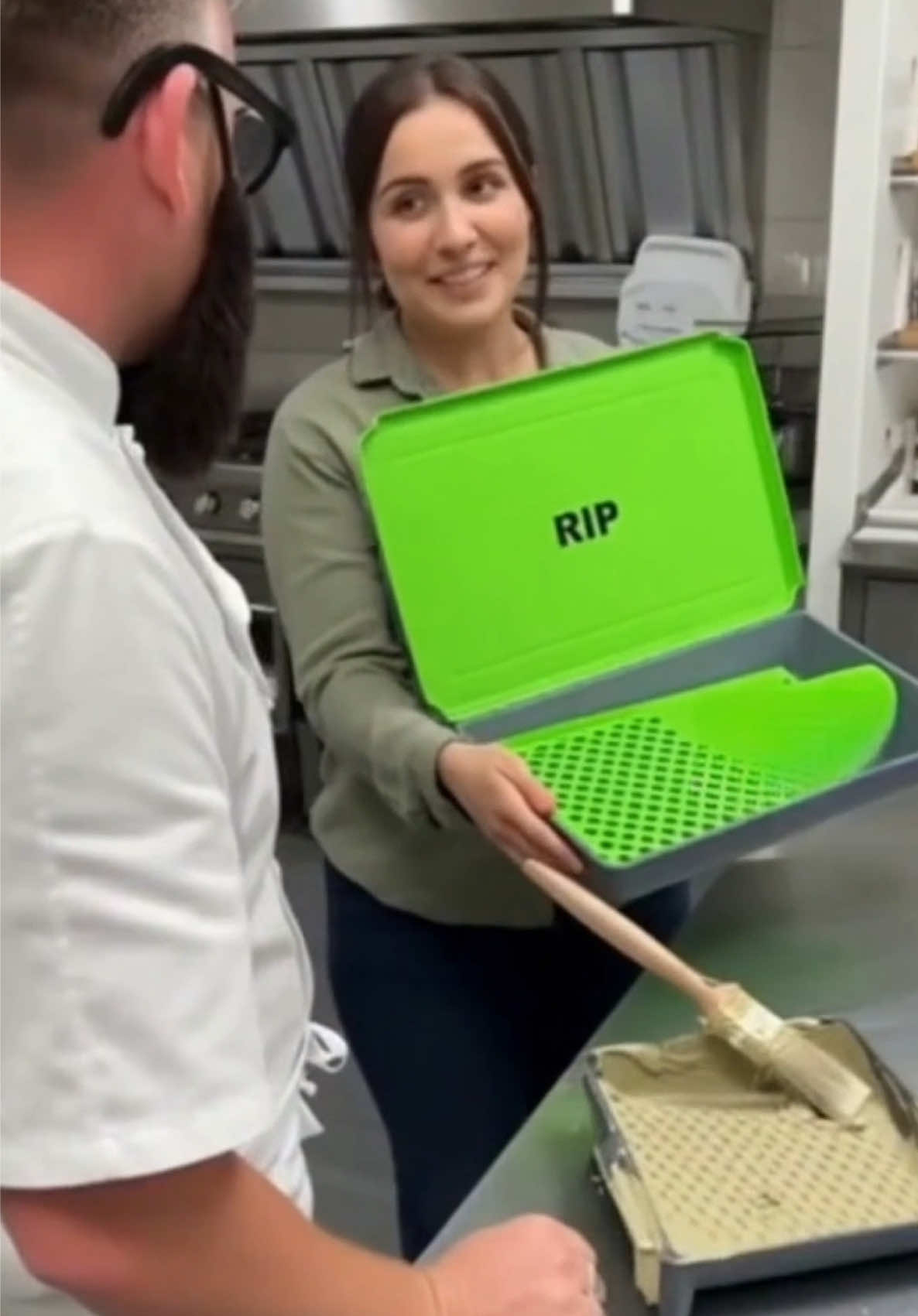 If only he knew how to paint… #fypシ   Save your paint save your time and save on the repaint tray today! #paint #kitchen 