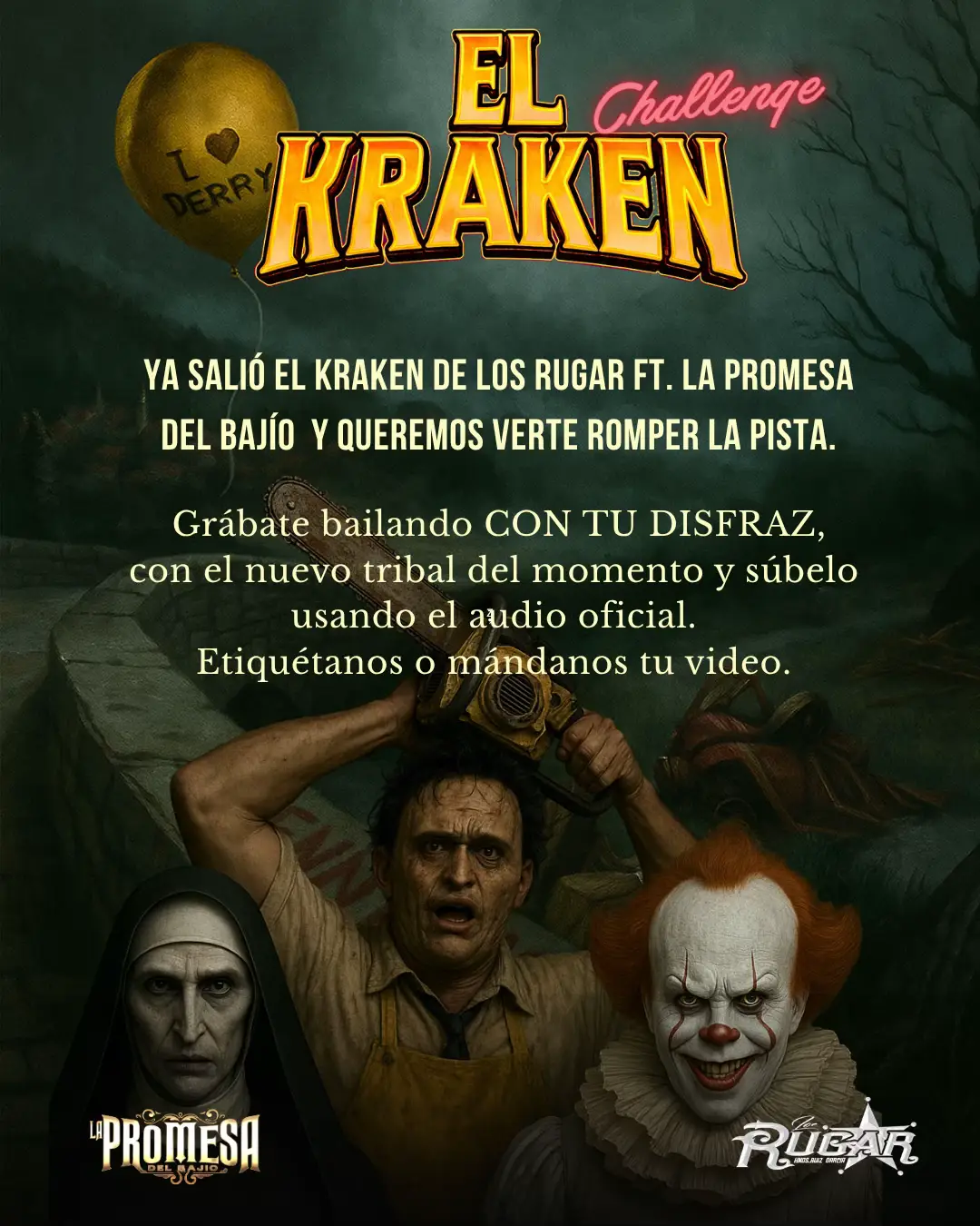 🦑🎃 ¡Ya salió El Kraken de Los Rugar ft. @La Promesa Del Bajío 💥🔥 Súmate al #ElKrakenChallenge y saca tus pasos prohibidos 👣🔥 #LosRugar #LaPromesaDelBajío #TribalHalloween #Estreno