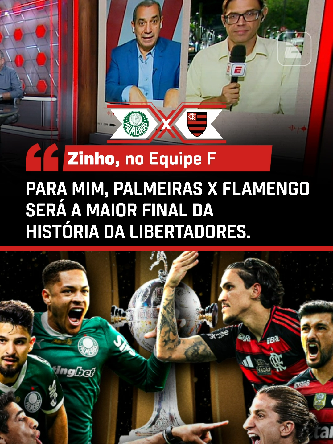 Palmeiras x Flamengo vai ser a maior final da história da CONMEBOL Libertadores, fã de esportes? Olha o que o Zinho falou no Equipe F! 👉 Assista à grande final da CONMEBOL Libertadores entre Palmeiras e Flamengo no #DisneyPlus! #Palmeiras #flamengo #futebolnaespn #futebol #libertadoresnaespn #libertadores #tiktokesportes