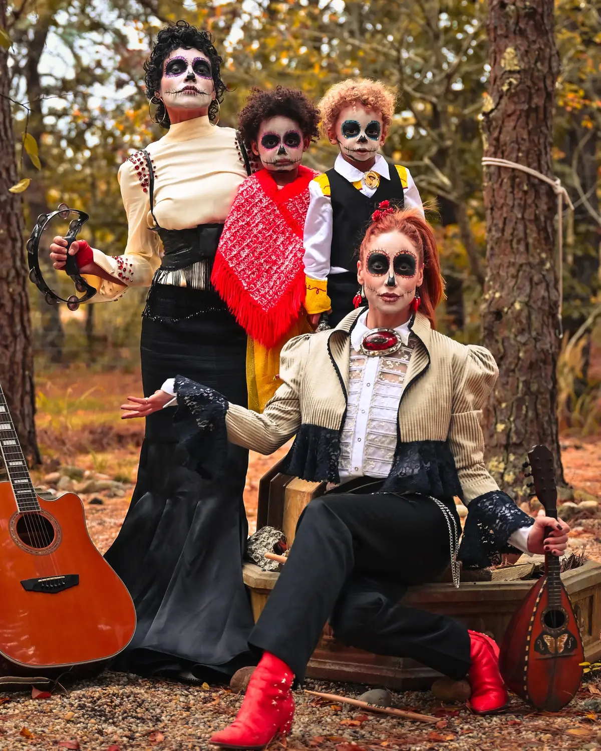 Sophia and I are not in costume. We’ve been dead for ~2yrs. And dug another foot of our graves after 3 hrs of makeup, but WORTH IT! #halloween #mariachi #familia