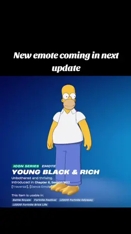 new young black and rich (boat aura farming) collaboration icon emote which will be coming to the item shop soon in the next downtime update starting off the simpsons season | #fortnite #fortnitenews #fortnitebr #fortnitebattleroyale #fyp 