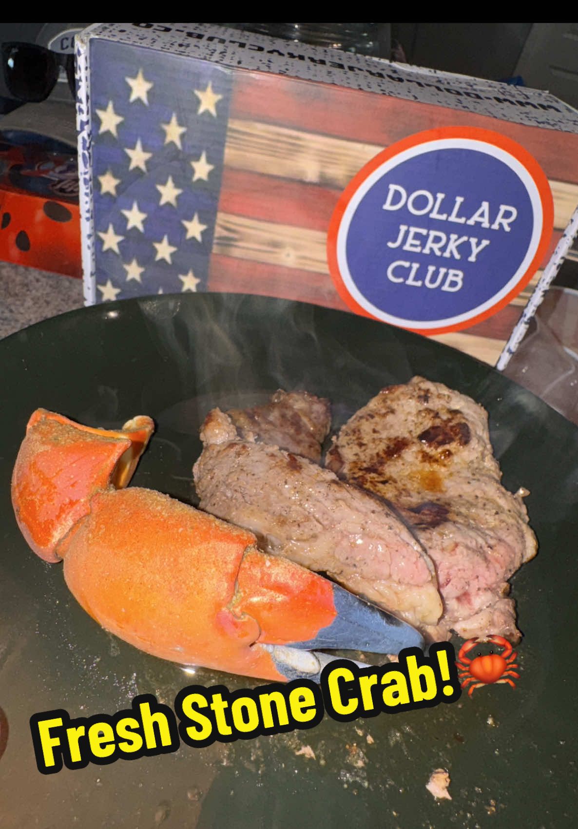 Stone crab and steak Dinner!!👀🦀 @Dollar Jerky Club #dollarjerkyclubpartner ##steak##catchandcook##Foodie##chopelasreviews