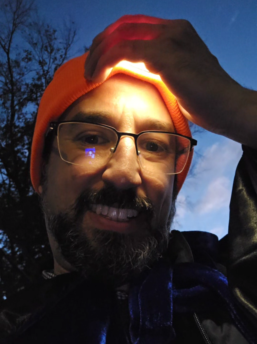 My head's nice and warm, and I can see well in the dark! Get your light hat today! #unc #tuff #trick #treat #halloween 