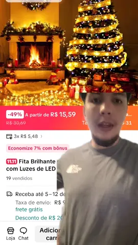 fita brilhante árvore de Natal #tiktokshop #natal #arvore #luzes #festas 