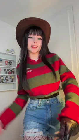 I shouldn’t have washed the top, it got smaller #freddykrueger #cosplay 