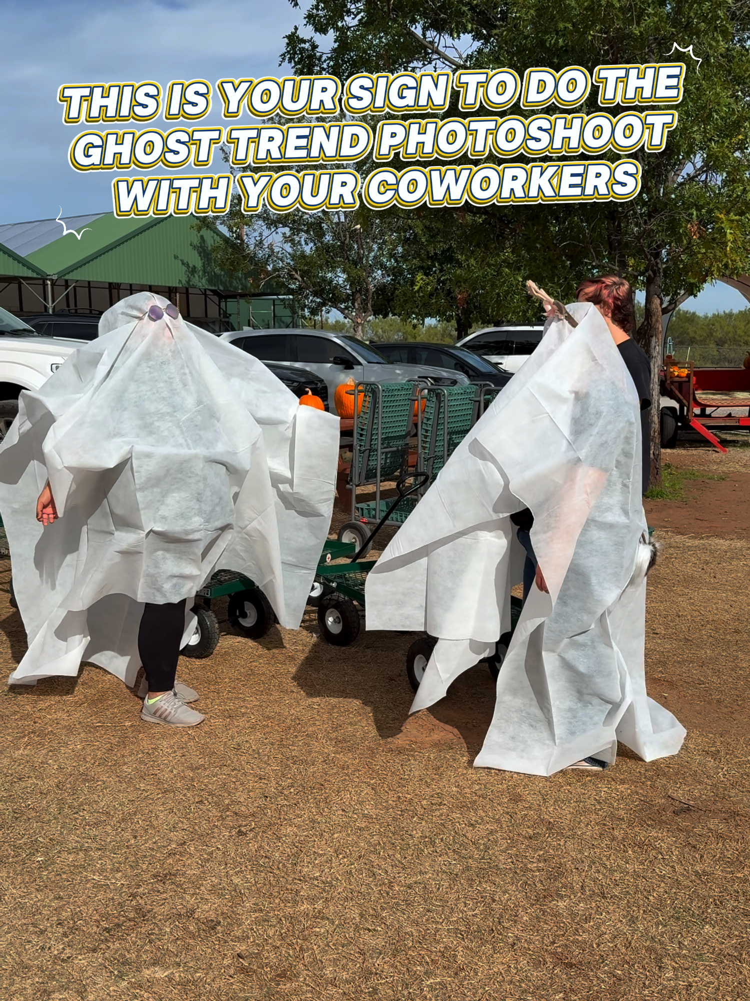 This is your sign to do the ghost photo trend with your bestie coworker 👻✨Happy Halloween! #smithsgardentown #bestiecoworkers #ghosttrend #wftexas #halloweenfun