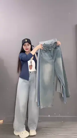 Quần suông jean bigsize tôn dáng cho nàng béo, quần dài ống rộng bigsize #thoitrangbigsize #ươc_duoc_len_xu_huong #chubbygirl #quansuongongrong #quanjean 