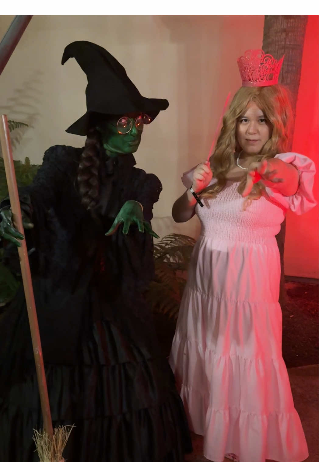 Elphaba and Glinda Halloween costumes! Beyond ready for Wicked the movie part 2! My favorite duo! #elphaba #glinda #wickedmovie #halloweencostume 