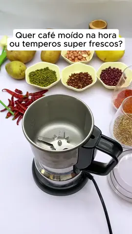 Moedor Multifuncional de Café Grão Sementes e Especiarias Elétrico Inox Portátil 110V com 4 Lâminas Cafeteiras