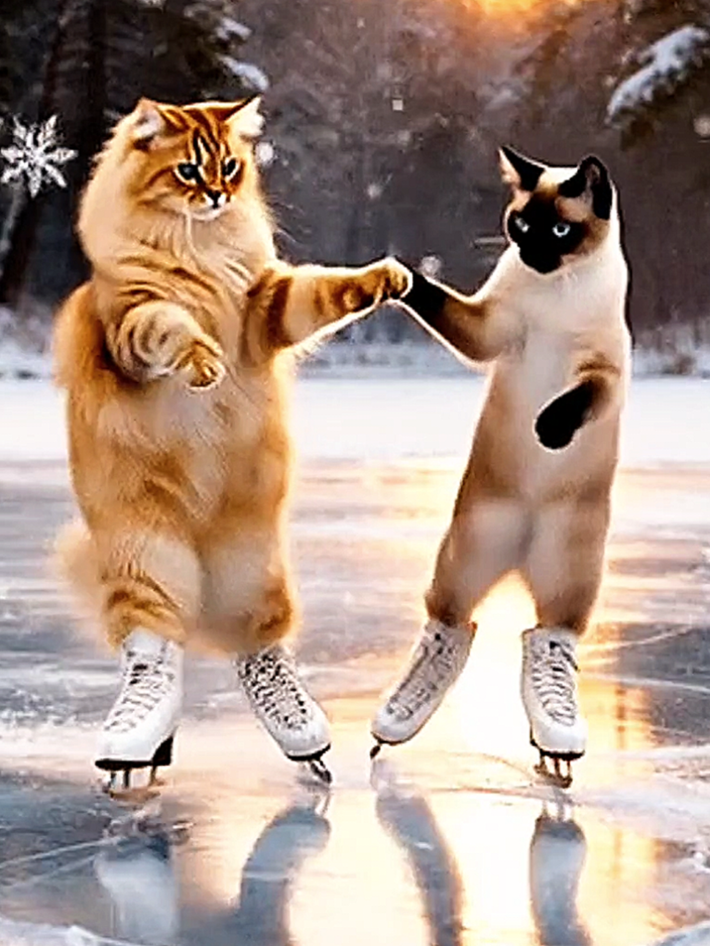 Gatos Dança no Gelo🤩🤩 #dancarinos #bale #ai #cats #funny 