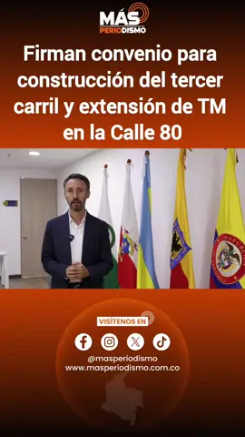 #Atención 🚨🔴Firman convenio para estructurar la construcción de tercer carril y extensión de Transmilenio por la Calle 80. ● Región Metropolitana, a través de la Agencia Regional de Movilidad, e IFC del Banco Mundial aportarán conjuntamente 13.440 millones de pesos para los estudios a nivel de prefactibilidad y factibilidad. ● Este proyecto cuenta con el acompañamiento del Instituto de Desarrollo Urbano (IDU), la Secretaría Distrital de Movilidad, TransMilenio S.A., y la Secretaría de Movilidad Contemporánea de Cundinamarca, entidades que conforman el Comité Técnico del convenio.
