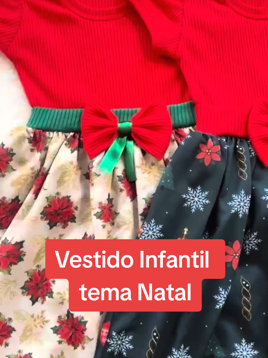Vestido infantil com tema de natal. #natal #lookinfantil #modainfantil #vestidodenatal #shopee 