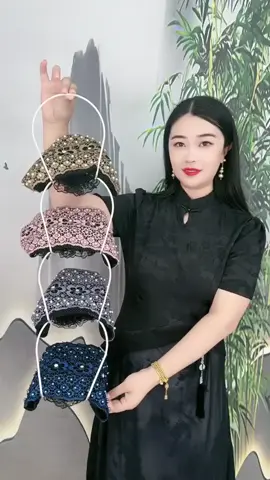 Mũ trùm ngọc trai che tóc bạc tóc con gọn gàng