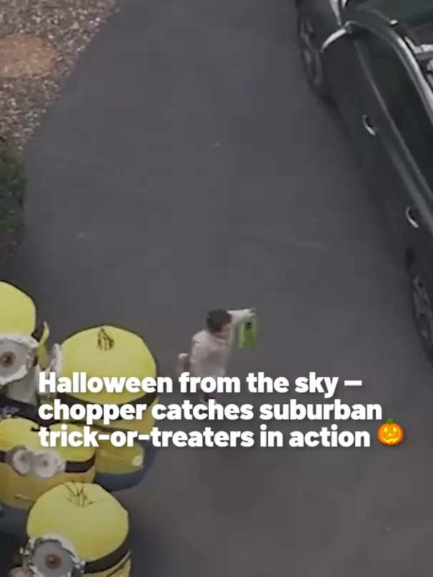 Halloween spirit in full swing! 👻 Sky5 captured kids trick-or-treating through Schaumburg, IL with costumes, candy, and plenty of smiles from above. #halloween #trickortreat #schaumberg