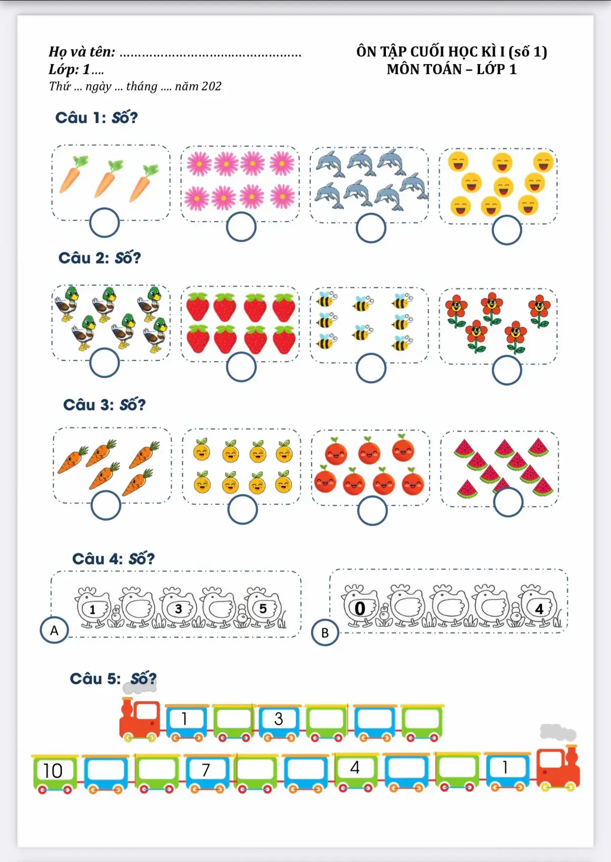 🌸Tặng các con lớp 1 : Bộ đề ôn toán cuối kì 1 PH lưu lại cho bé học ạ! Mỗi ngày luyện 1 chút - áp lực tạo kim cương bố mẹ à! #xuhuong #lop1 #tailieuhoctap 
