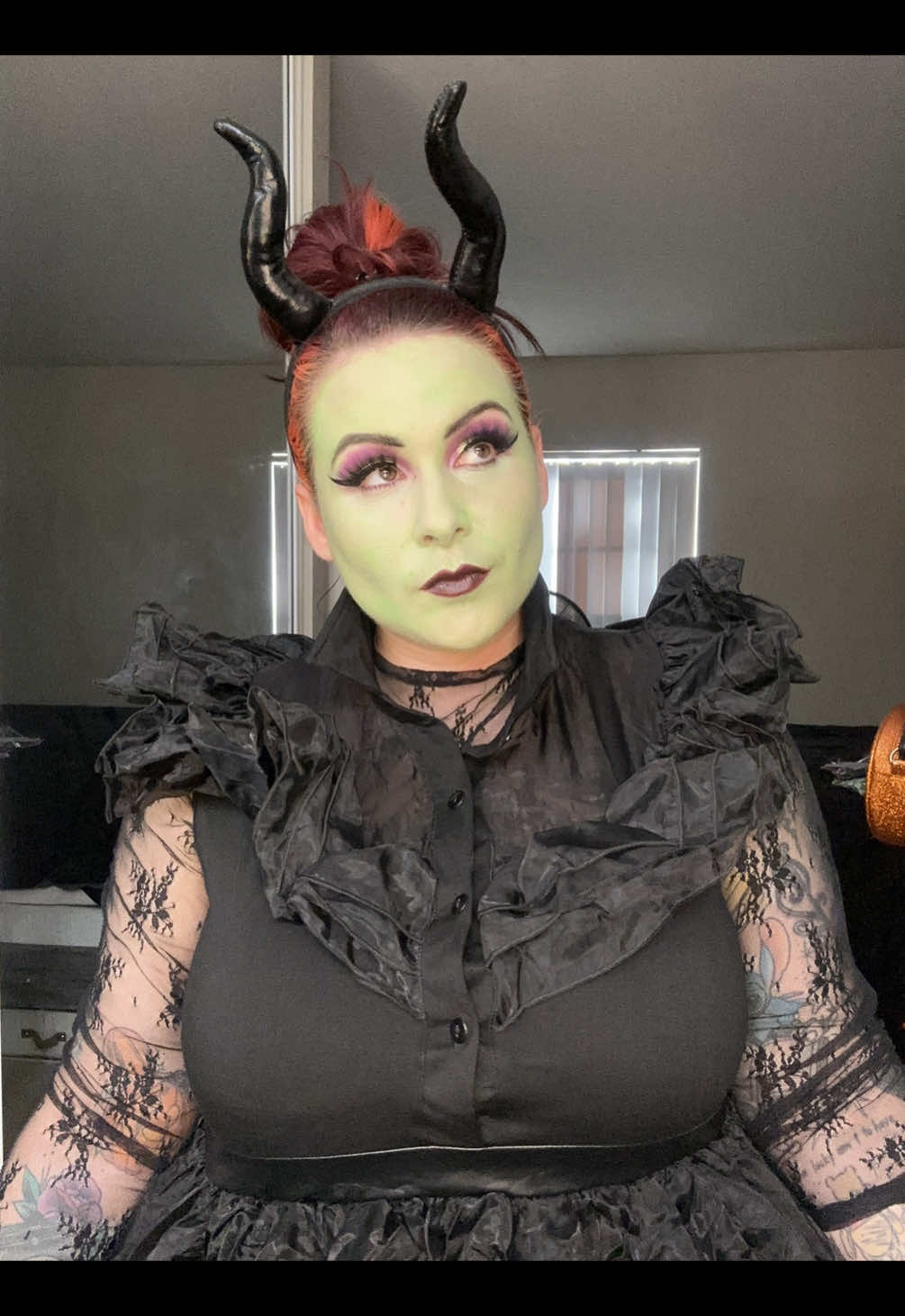 Thank you so much @J.Cat Beauty for making my Maleficent makeup so easy! #jcatbeauty  J.Cat Master Class Face/FX Color Palette & Pro Makeup Tool All About That Base Eye Primer Mattifying Face Primer  #jcatbeautypartner #jcatbeautyhalloween #halloweenmakeup #maleficentmakeup 