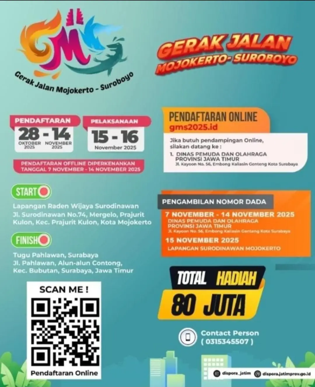 Hey warga Jatim, Gerak Jalan Mojokerto Suroboyo hadir lagi. Ikuti & saksikan keseruannya😎 👉🏻 Pendaftaran online 28 oktober 2025 - 14 november 2025 👉🏻 Pendaftaran offline 7 november - 14 november 2025 #GJP#2025#gerakjalan#haripahlawan#jawatimur 