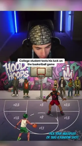 College student tests his luck on the basketball game #kickstreaming 