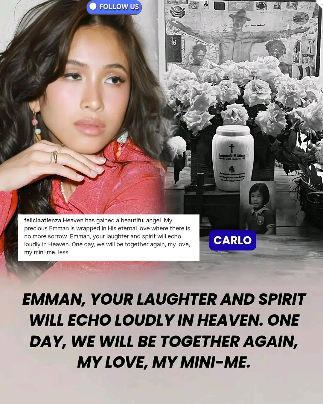 Felicia Atienza poured out her heart in a deeply emotional message for her beloved daughter, Emman, following her passing. She wrote, “Heaven has gained a beautiful angel. My precious Emman is wrapped in His eternal love where there is no more sorrow. Emman, your laughter and spirit will echo loudly in Heaven. One day, we will be together again, my love, my mini-me.” In her message, you can feel a mother’s pain the kind that words can barely describe. Felicia’s grief was softened only by her faith, believing that her daughter is now in a peaceful place, free from pain and sadness. Calling Emman her “mini-me” shows how inseparable they were  not just mother and daughter, but best friends who shared so much love and laughter. Losing her meant losing a part of herself, yet Felicia still finds strength in hope , the hope that one day, they’ll meet again in Heaven, where love never ends. It’s a message that speaks of unconditional love, deep sorrow, and a mother’s unwavering faith  a love that even d**th cannot take away. #EmmanAtienza #FeliciaAtienza