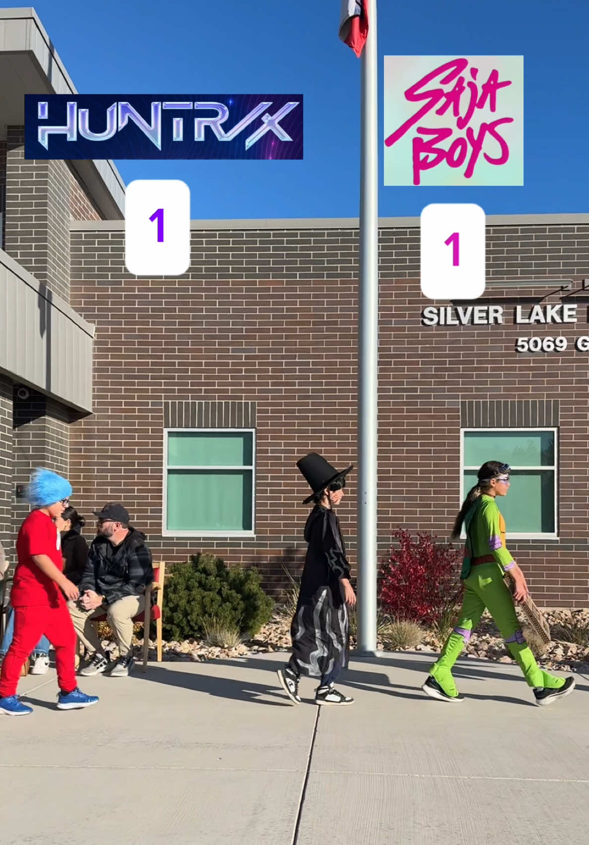 Huntrix taking over worldwide✨ #kpopdemonhunters #golden #huntrix #sajaboys #halloween 