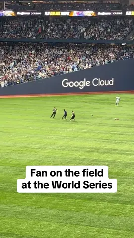 A fan got on the field during the sixth inning of Game 6 of the World Series. (via Ian Walter / X) #WorldSeries #dodgers #blujays #MLB 