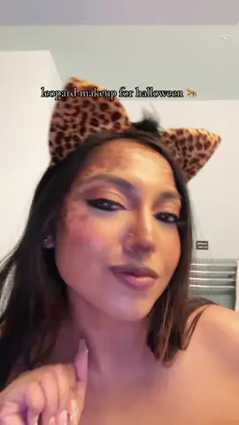 Leopard makeup for Halloween 🐆 meow.                                                         #leopardmakeup #leopardcostume #halloweenmakeup #halloweenlook #halloweencostume