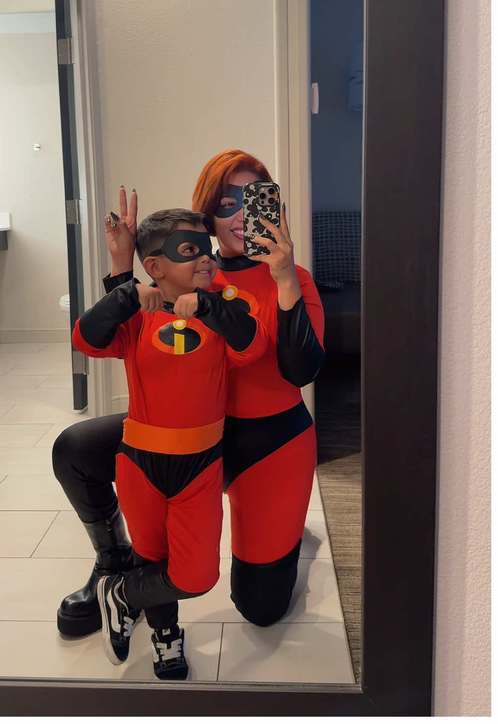 Suit up, it’s spooky time! Our Halloween, super Incredible 🦸🏻‍♀️✨👻🍬 #theincredibles #elasticgirl #halloween2025 #arizonacontentcreator #smallcontentcreators 