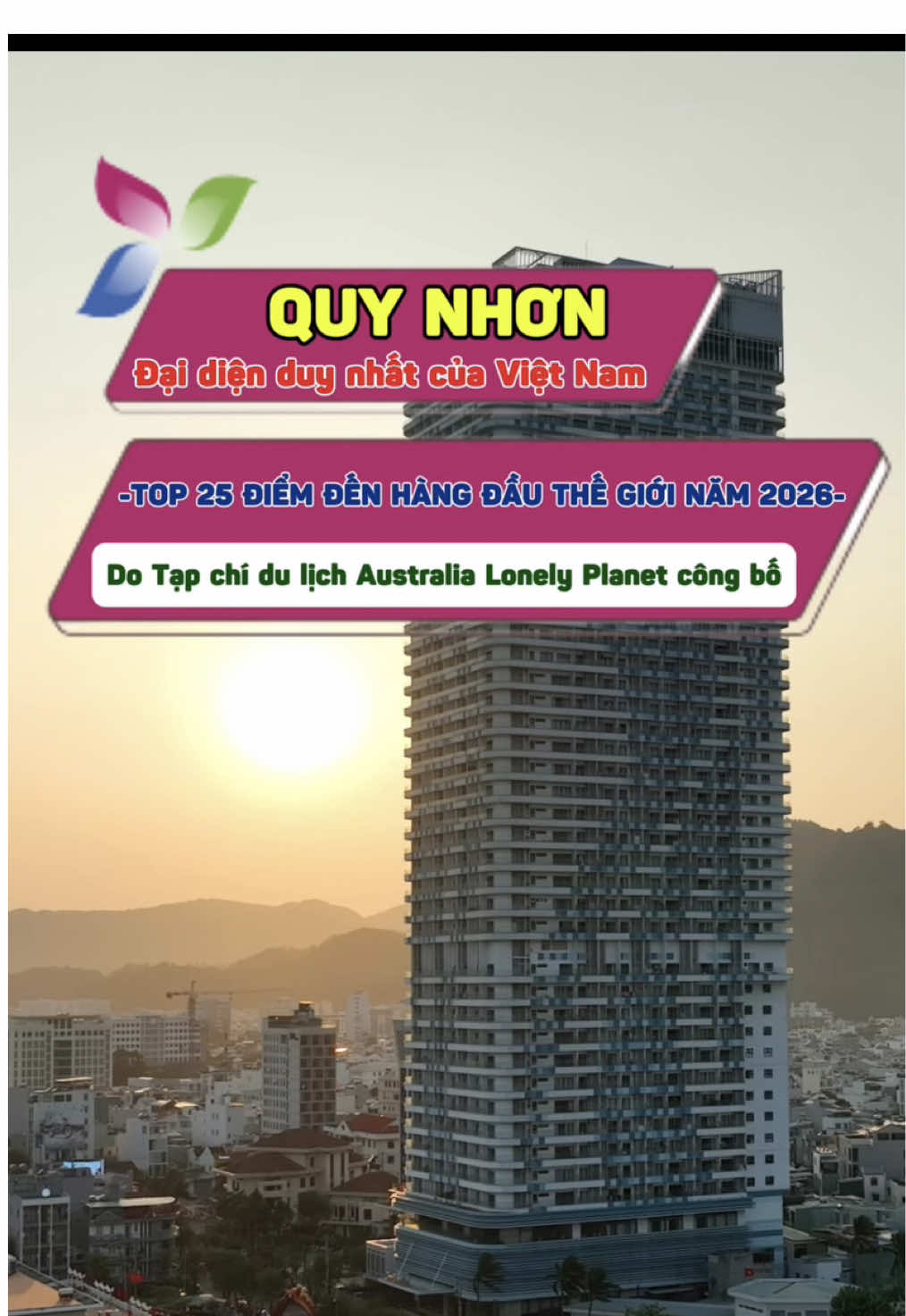 QUY NHƠN - TOP 25 ĐIỂM ĐẾN HÀNG ĐẦU THẾ GIỚI NĂM 2026 Tạp chí du lịch Australia Lonely Planet vừa công bố danh sách 25 điểm đến hàng đầu thế giới năm 2026. Theo đó, Quy Nhơn (Gia Lai), đại diện duy nhất của Việt Nam được lọt vào danh sách này, bên cạnh nhiều địa danh nổi tiếng từ Brazil, Mexico, Ireland #quynhontourist #quynhontour #quynhoncogita #thanhphoquynhon #top25 