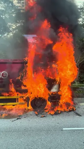 Never thought I’d see this today… a garbage truck on fire 😱🚒
