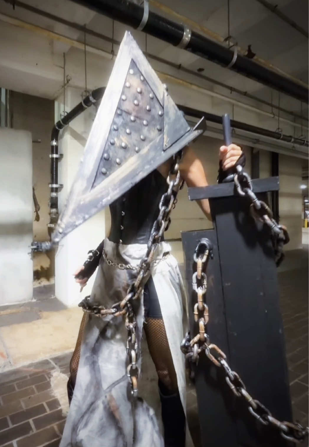 Did I win this trend? #nataliereynolds #halloween #costume #silenthill #pyramidhead silent hill nurse pyramid head Halloween costume 