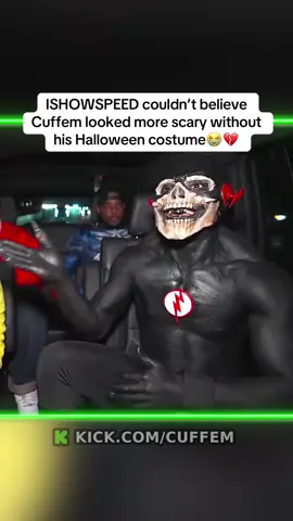 ISHOWSPEED couldn’t believe Cuffem looked more scary without his Halloween costume😭💔 #ishowspeed #speed #cuffem #fyp #halloween 