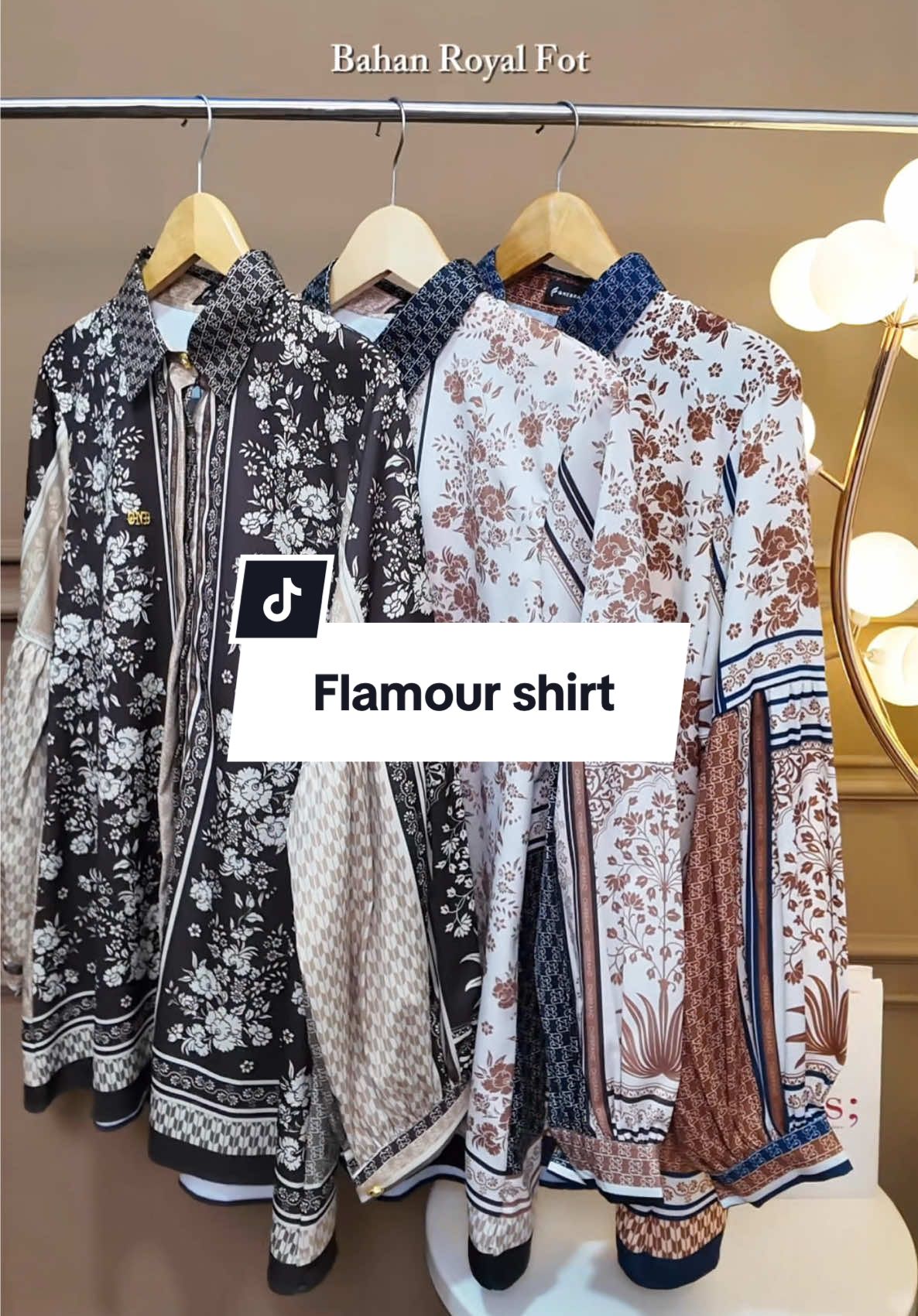 Flamour shirt, 3 pilihan warna dengan pilihan bahan premium, stock terbatas! #promoguncang1010 #gajiansale #kemejawanita #kemejamotif #kemejajumbo 