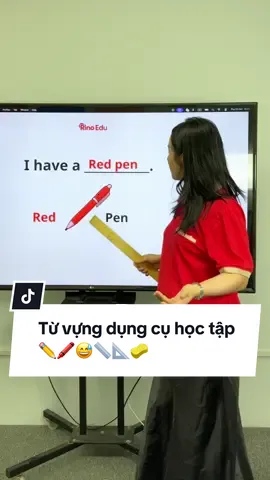 Mấy từ vựng này quá đơn giản với các bé 🥰✏️🖍️😅📏📐#songngucungrino #LearnOnTikTok #tienganhchobe #hoctienganh #vietnam 