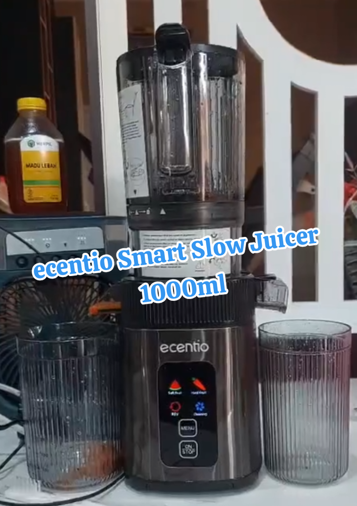 ecentio Smart Slow Juicer 1000ml Besar Cerdas Panel Sentuh Lubang 112mm 99% Ekstraksi Juicer Buah Tanpa Ampas Multifungsi