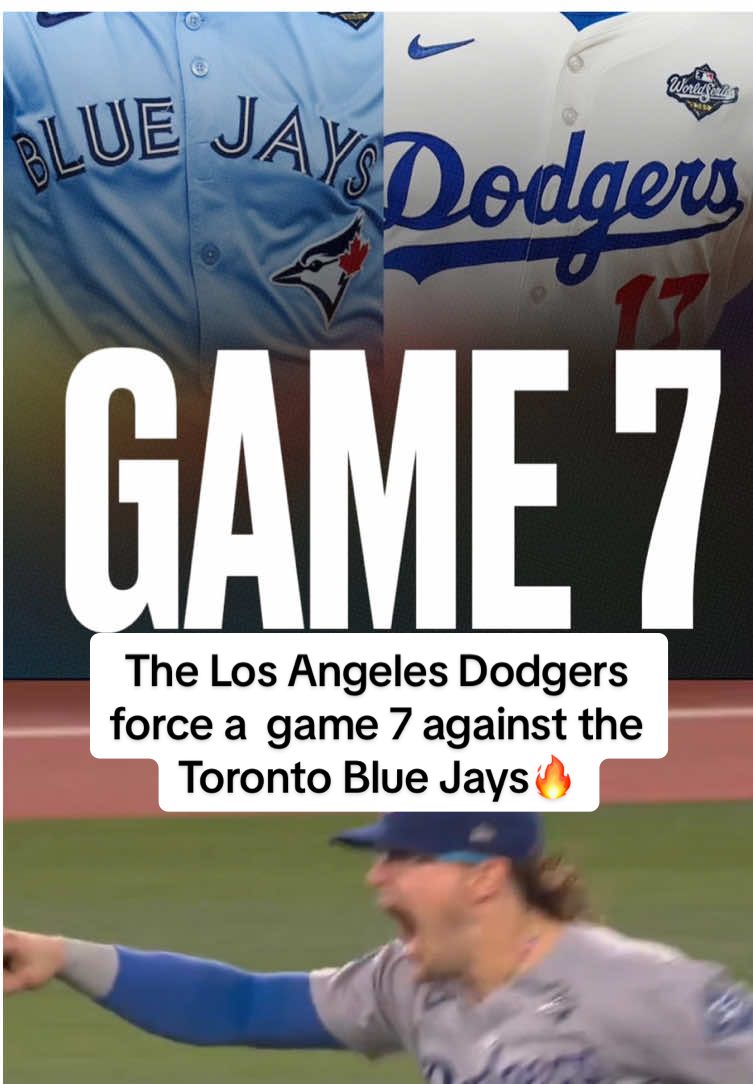 The Los Angeles Dodgers force a  game 7 against the Toronto Blue Jays with a game ending double play🔥🏆#MLB #WorldSeries 