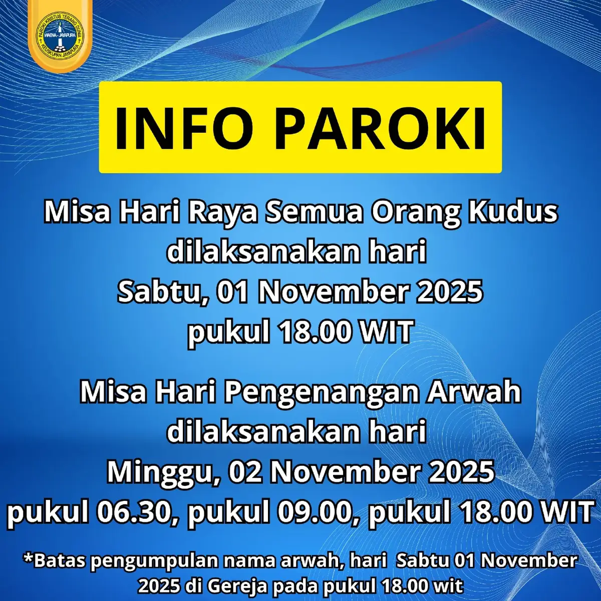 Jadwal Misa Paroki Kristus Terang Dunia Waena😇🙏🏻 #katolikindonesia #fypシ #jayapura 