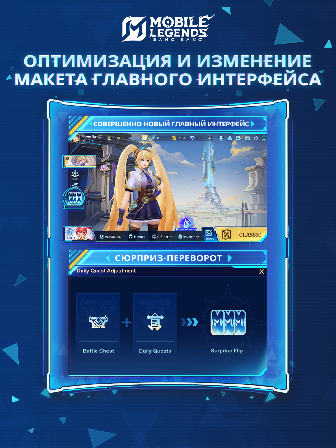 Грядет совершенно новый игровой интерфейс! Макет главного интерфейса и визуальное оформление были полностью обновлены! 