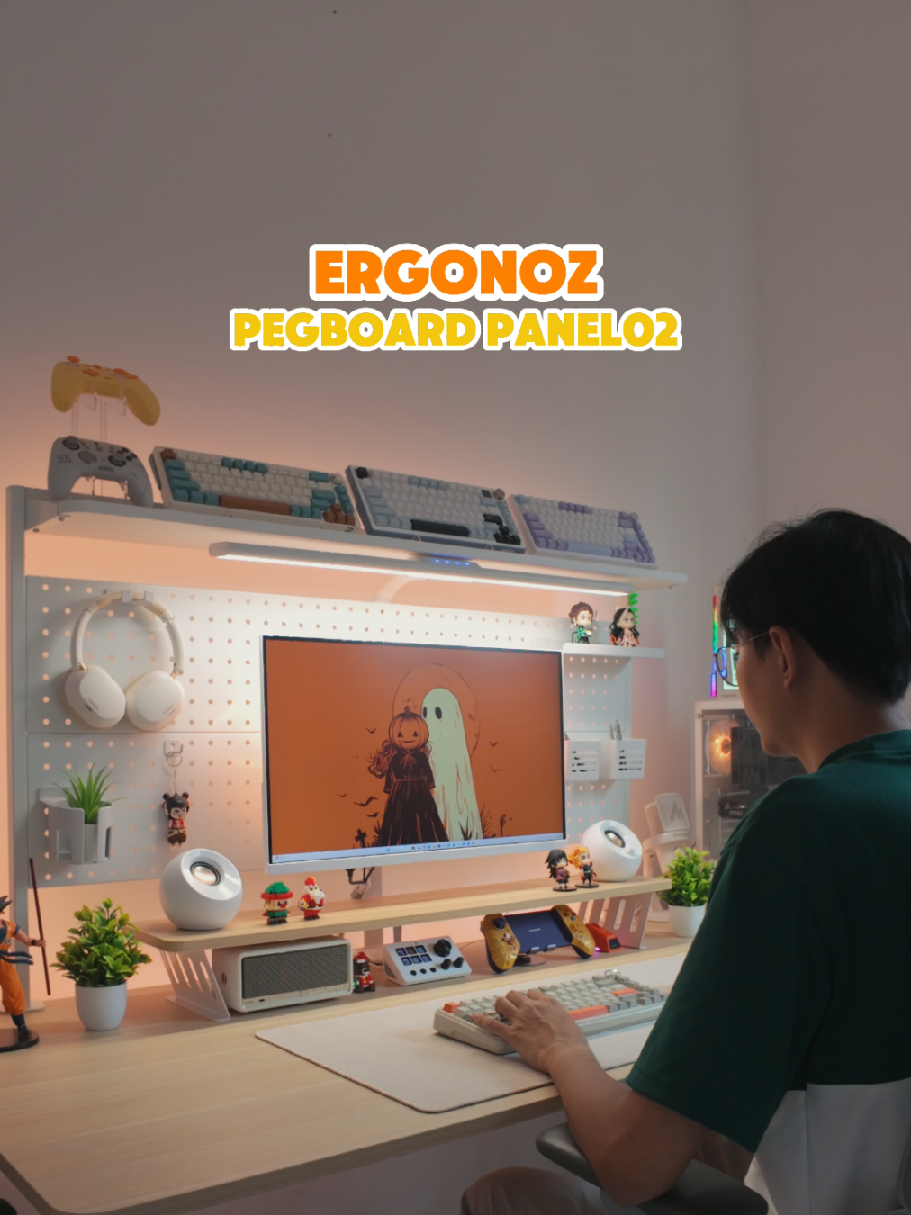 😈Ergonoz Pegboard Panel02 เป็นแผ่นบอร์ดที่น่าจะทำออกมาตั้งนานแล้ว เพราะมันทำให้โต๊ะคอมเราคลีนขึ้นจริงๆ✨🎄🚀 #Ergonoz #Alwaysconnected #PEGBOARD #จัดโต๊ะคอม  #ergonozreview 