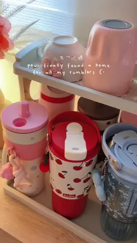 Tumbler chaos? SOLVE! ✨This kitchen organizer keeps everything neat & cute!  #organization #organize #organizedhome #kitchenorganization #homefinds 