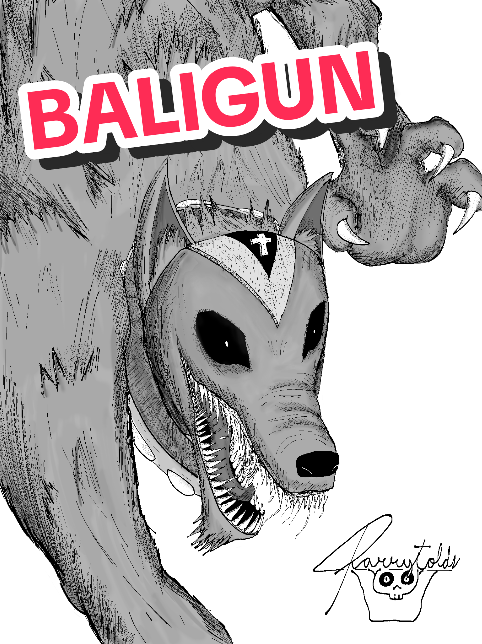 os membros do rosário: parte 4 Baligun #arte #artdigital #personagem #obra #lobisomen 