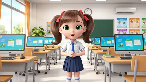 Kết thúc tiết học với em bé dễ thương #giaovienAI 