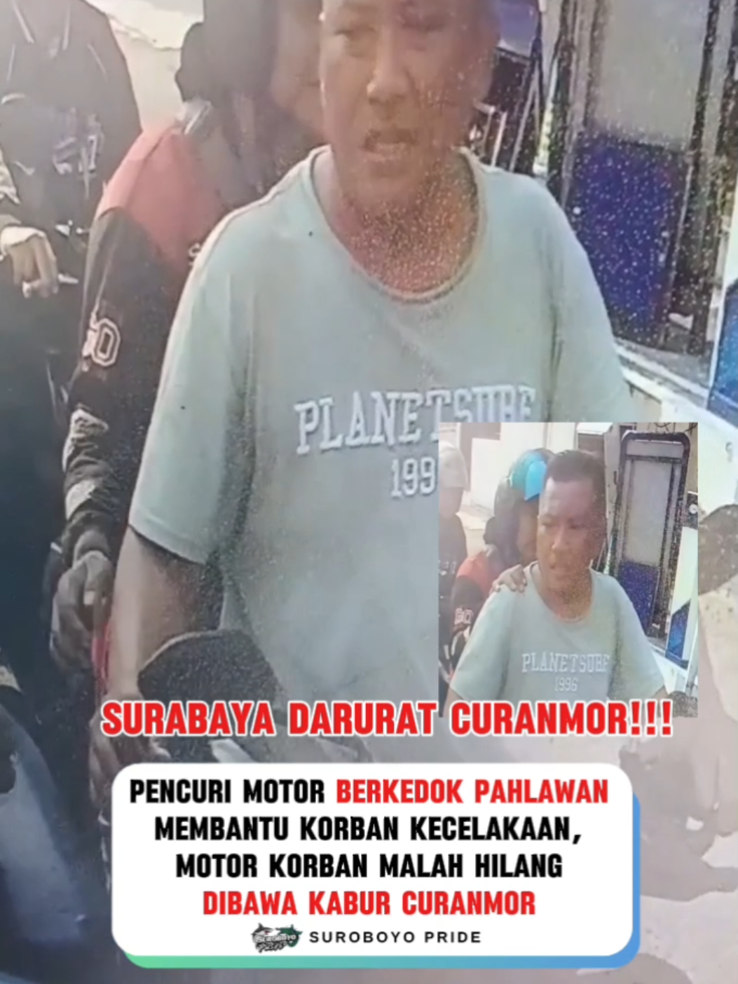Tetep sing ati-ati nang dalan rek. kejahatan terjadi bukan hanya karena ada niat, Tetapi juga karena adanya kesempatan yang terbuka. Kronologi Korban:  Tanggal 15 Oktober 2025 Suami saya mengalami kecelakaan di Jl. A. Yani SBY akibat ada pemotor lain yg memotong jalan dari arah Gayungan, saat jatuh dari motor ada beberapa warga yg membantu, orang yg berbaju hijau tsb membawa suami saya ke RS Bhayangkara dengan mengendarai motor suami saya. Saat memasuki area RS, suami saya melihat petugas parkir memberikan karcis manual karena saat itu palang parkir otomatis RS Bhayangkara error/rusak, lalu suami saya dibawa ke IGD untuk menerima pertolongan pertama, lalu orang tsb meminta KTP suami saya utk di daftarkan ke bagian pendaftaran, saat dimintai identitas oleh petugas pendaftaran orang tsb menolak dengan alasan hanya membantu. Kemudian pergi begitu saja meninggalkan ruang pendaftaran. petugas pendaftaran menanyakan siapa org tsb yg tadi mendaftarkan keruang pendaftaran kepada suami saya, suami saya menjawab itu tadi yg nolong membawa saya dari lokasi kecelakaan ke RS ini. Saat itu saya pun menanyakan kepada petugas diruang IGD apa bisa motor keluar dari sini tanpa STNK, dan dijawab oleh petugas RS tidak bisa. Singkat cerita orang yg nolong tadi berhasil keluar dari parkiran RS hanya dengan bermodalkan karcis parkir saja. Kami sudah meminta tanggung jawab dari pihak RS dan mereka bilang itu bukan tanggung jawab RS, melainkan tanggung jawab mitra parkir. Kami meminta pertanggungjawaban kepada pihak parkir yg bernama MiKa Parking tapi sampai sekarang belum ada kejelasan untuk ganti rugi. #infoberita #beritajatim #beritasurabaya #beritasurabaya #infoberitasurabaya 