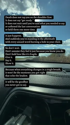 When it’s just you, your thoughts and a beautiful day … you get honest… unsaid good byes… I love yous… they’ll eat at you… no matter all the good you did, all the times you showed up… it’s the one time that mattered the most… and you didn’t 💔 hard truths never get easier  #grief #griefjourney #grieftok #griefandloss #griefsupport 