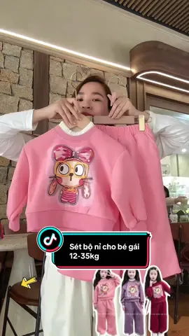 Sét bộ nỉ cho bé gái 12-35kg chất nỉ 2da xịn mềm mịn lên form đẹp. #megaoreview123 #quanaotreem #setbonichobe #bonibegai #quanaobegai 