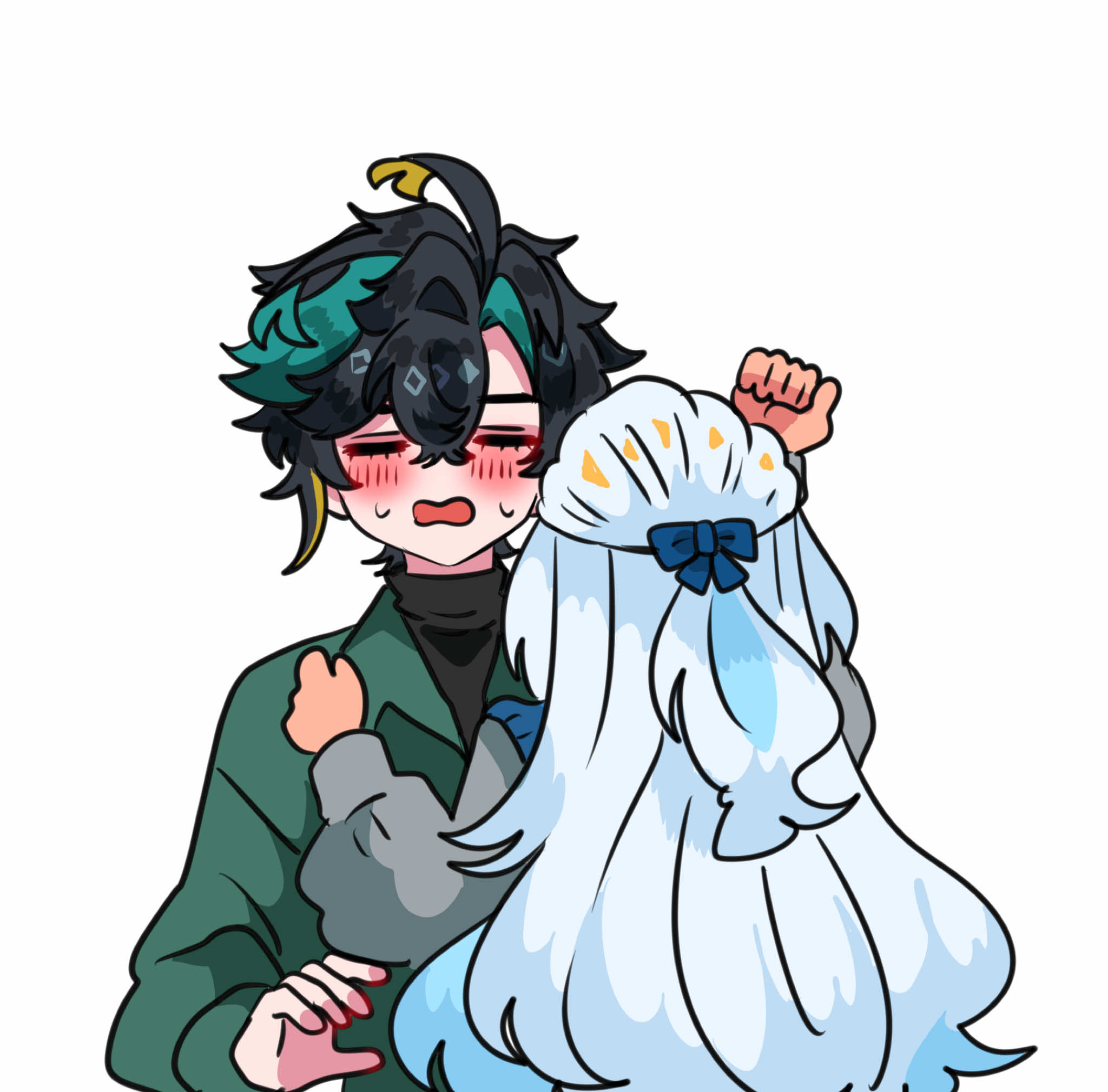 Her quiet bf before and after seeing her🥹💚 #pixelshark #kinilani #kinichxmualani #GenshinImpact 