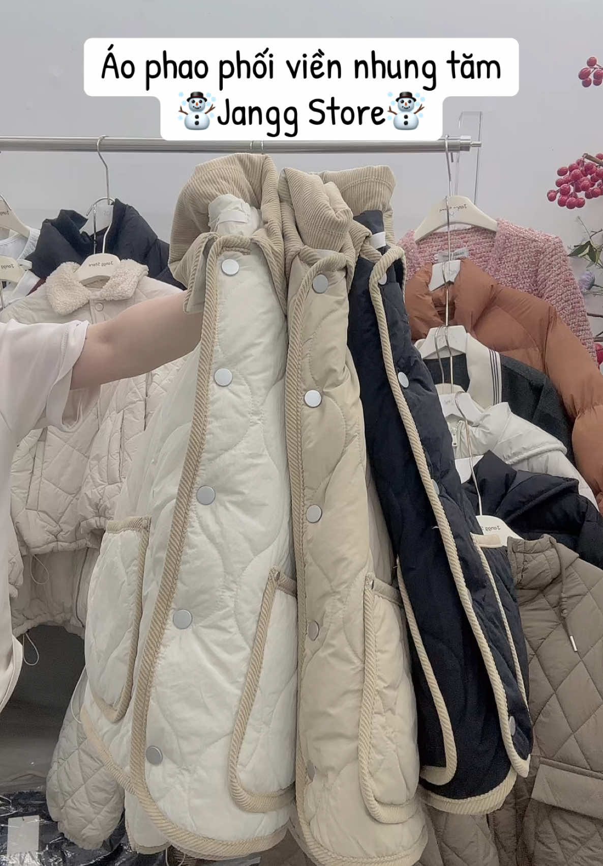 Áo phao phối cổ nhung tăm siu nhẹ, siu âm ạ #xuhuong #viraltiktok #janggstore 