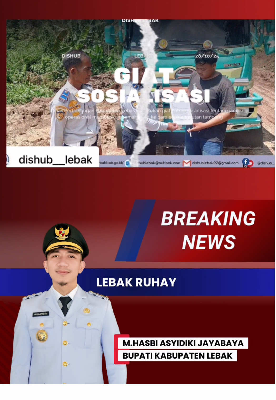 Pemerintah Kabupaten Lebak melalui Dinas Perhubungan bersama unsur Forkopimda menggelar Sosialisasi Peraturan Bupati (Perbup) Nomor 36 Tahun 2025 tentang Pengaturan Jam Operasional Angkutan Galian Tambang. Kegiatan ini ditujukan kepada para sopir dan pemilik tambang, guna menciptakan ketertiban lalu lintas serta kenyamanan masyarakat di wilayah Kabupaten Lebak.@bersamahasbijayabaya @Belia_Asyidiki @Kang Amir Lebak #tambang #lebak #viraltiktok #virall #lebak 