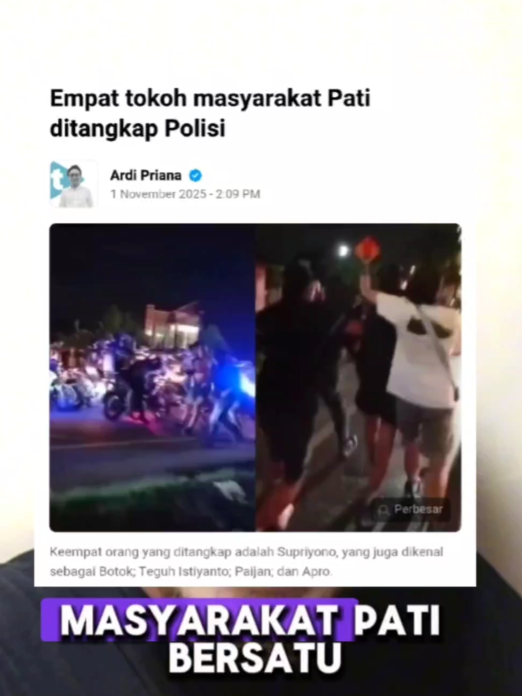 Pasca Paripurna Keputusan tidak jadinya dicopot Bupati Pati Sudewo, Justru Botok Cs ditangkap pihak kepolisian hanya atas dasar DUGAAN❗🤣🤣🤪 #masyarakatpatibersatu #PATI #kasusviral #patibersatu #sudewo 