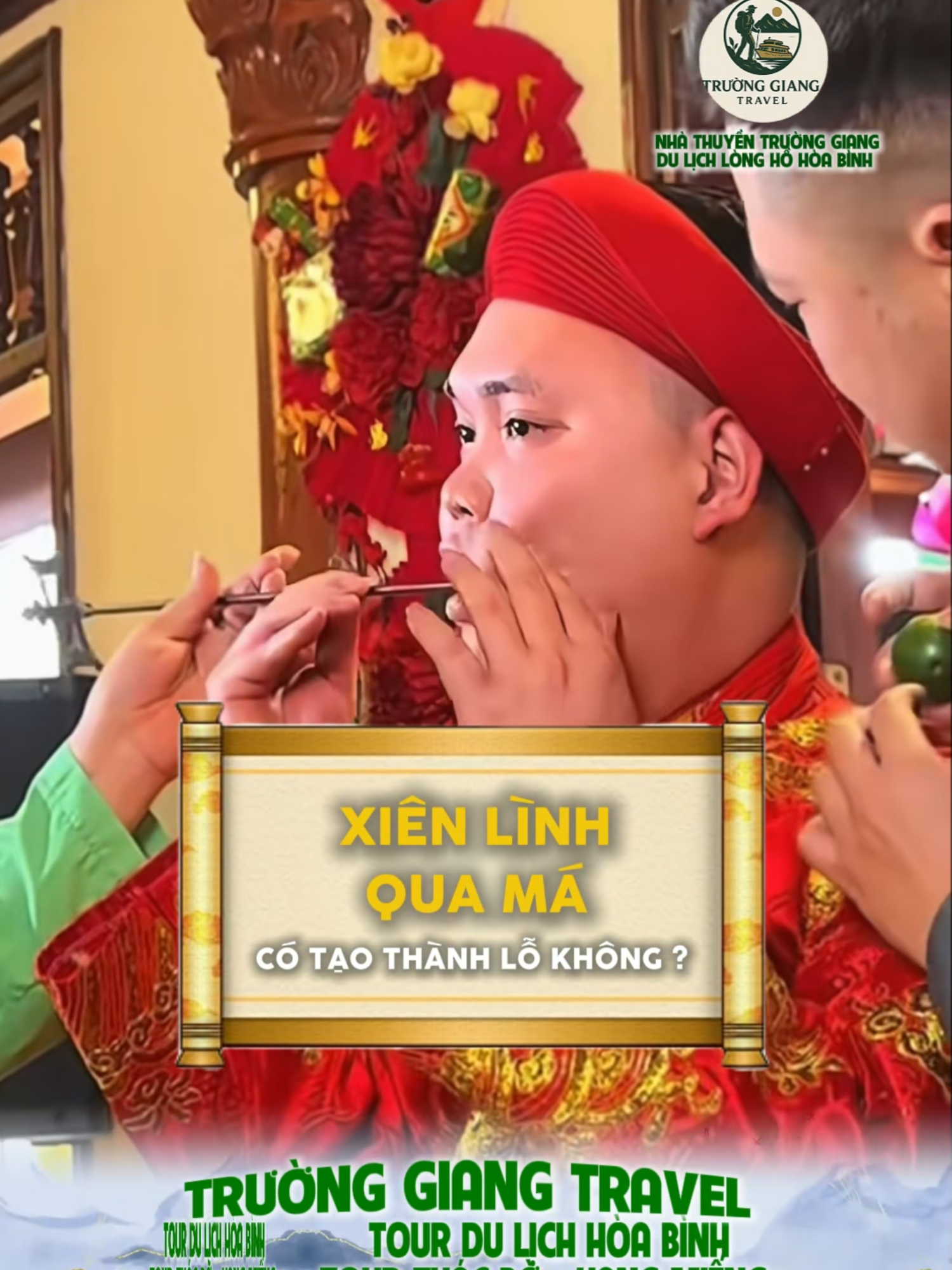 Xiên lình qua má có tạo thành lỗ không  #truonggiangtravel #nhathuyentruonggiang #denchuathacbo